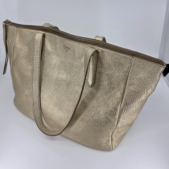 Fossil Handbags - Fossil Large Gold Metallic Tote/Shoulder Bag